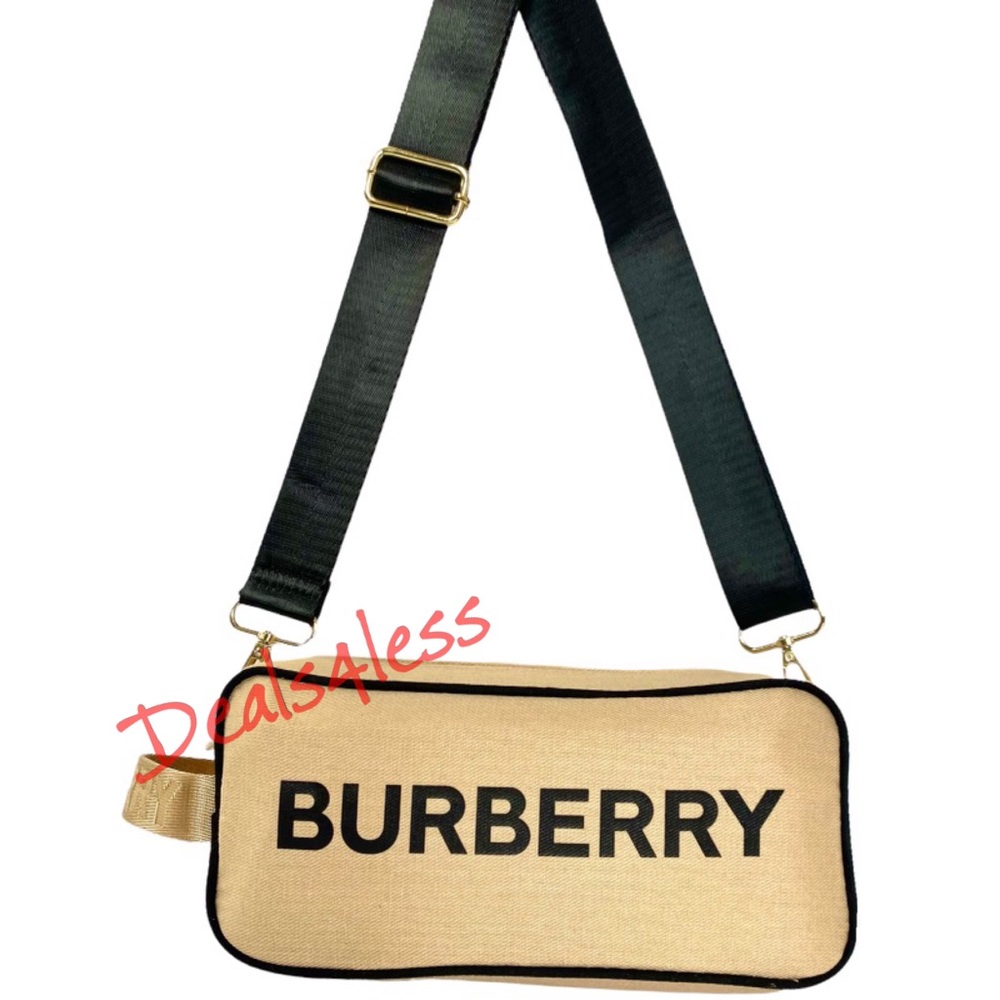 Burberry Crossbody Bag Pouch Dopp Kit Shaving Case Toiletries Gold Travel Tan - Picture 8 of 8